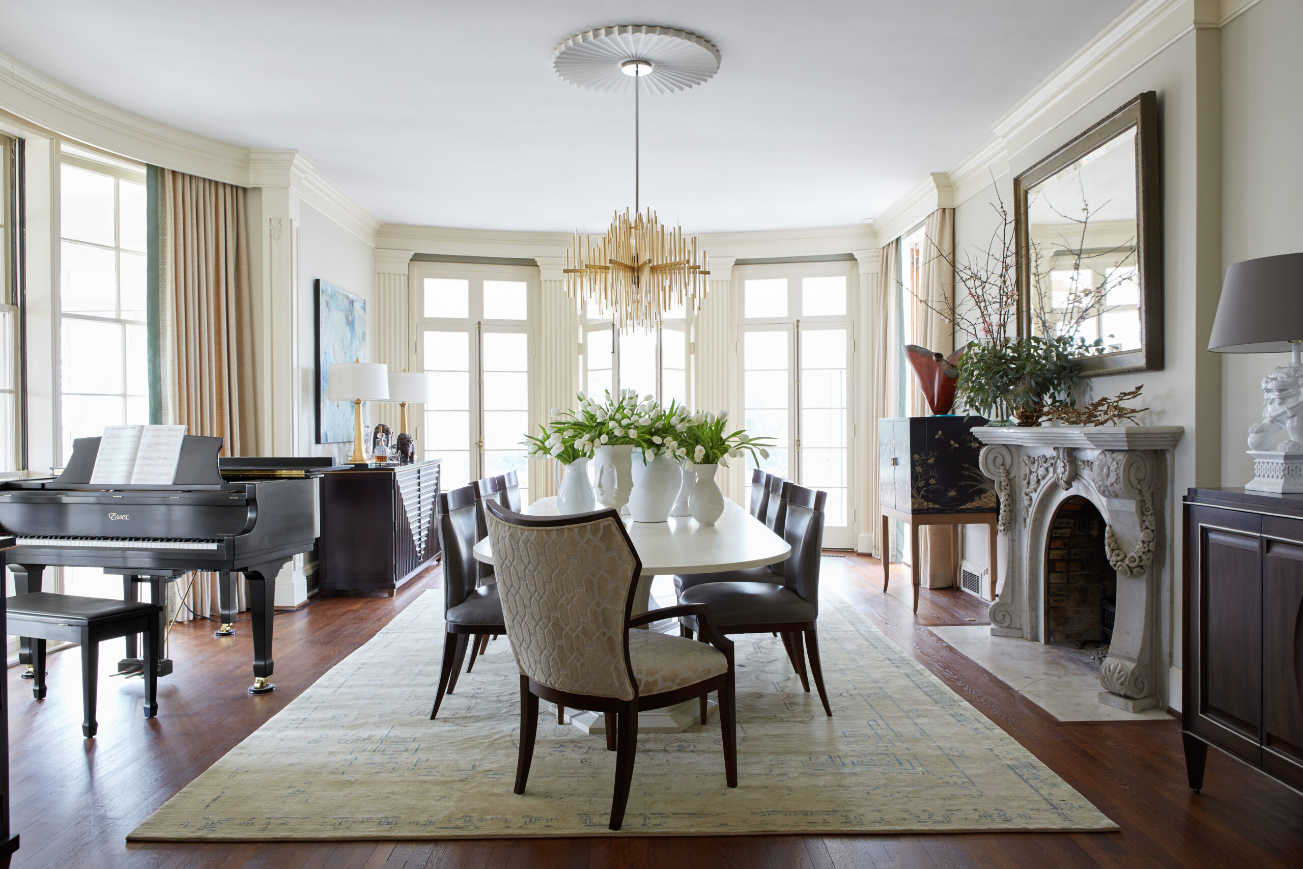 Stunning Formal Dining Room with grand piano